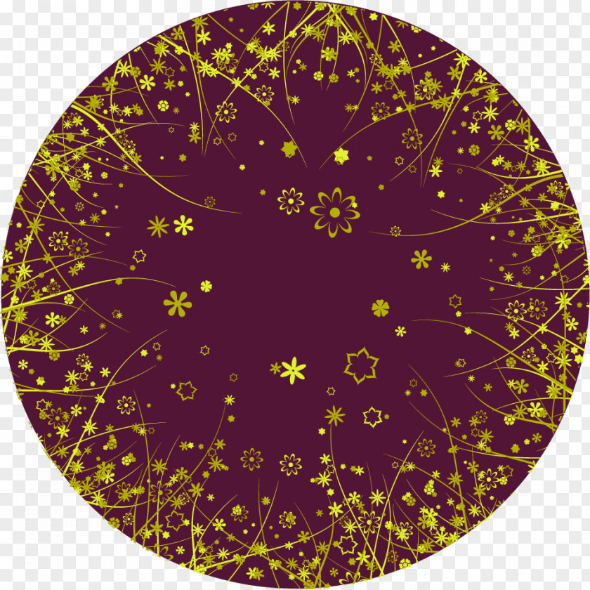 Vector Painted Golden Flowers Circle Computer File PNG