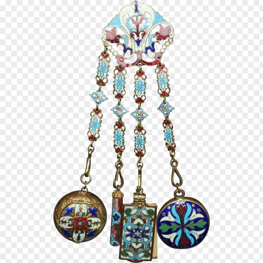 18th Century French Glass Art Earring Turquoise Bead Body Jewellery PNG