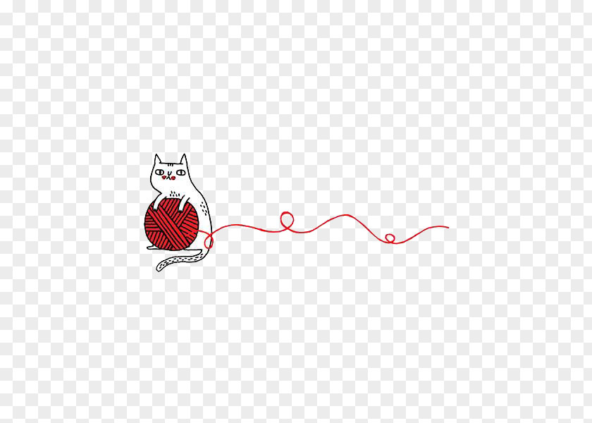 Cartoon Cat Playing With Yarn Kitten Wool Clip Art PNG