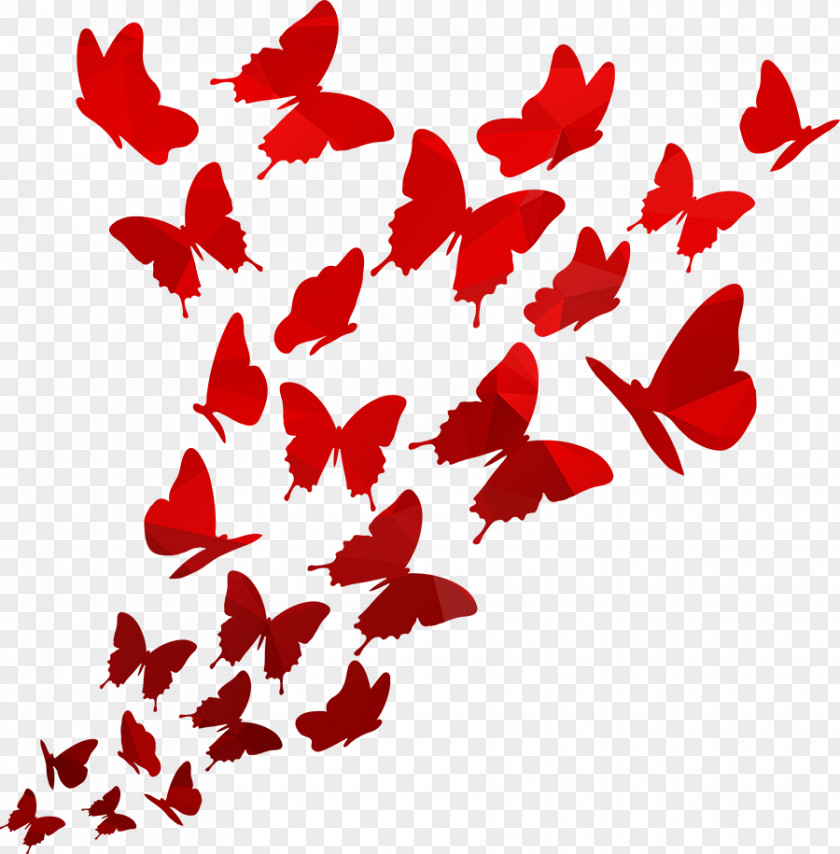 Red Butterfly Polygon PNG