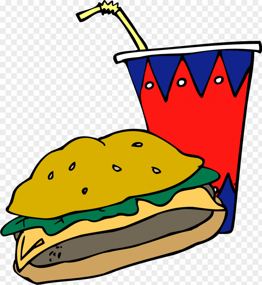 Cartoon Hand Painted Burger Hamburger Coca-Cola Hot Dog Soft Drink Fast Food PNG