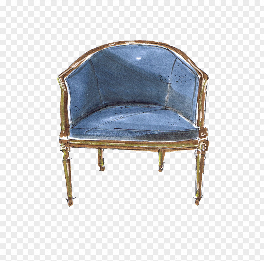European Decorative Hand-painted Light Blue Sofa Chair Drawing Interior Design Services Couch Sketch PNG