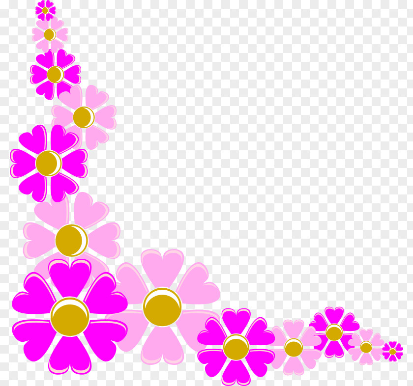 Flower Cliparts Frame Pink Flowers Clip Art PNG