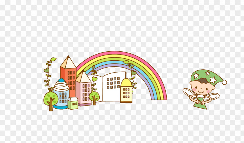 Pencil House Tree Rainbow PNG