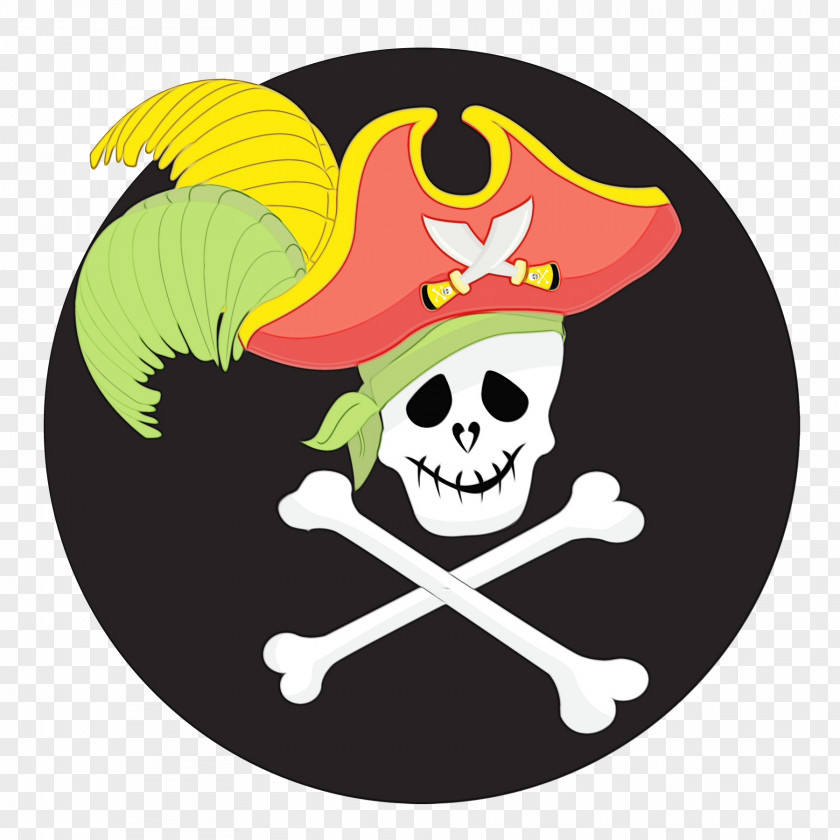 Skeleton Flag Skull Yellow Bone Cartoon Plate PNG