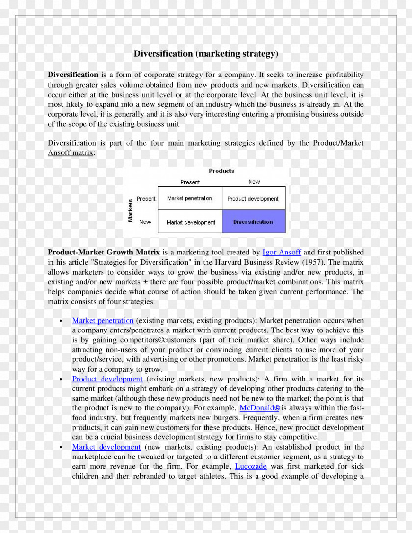 Line Document Ansoff Matrix Igor PNG