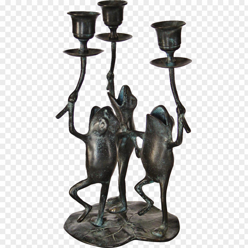 Brass Bronze Sculpture Frog Candlestick PNG