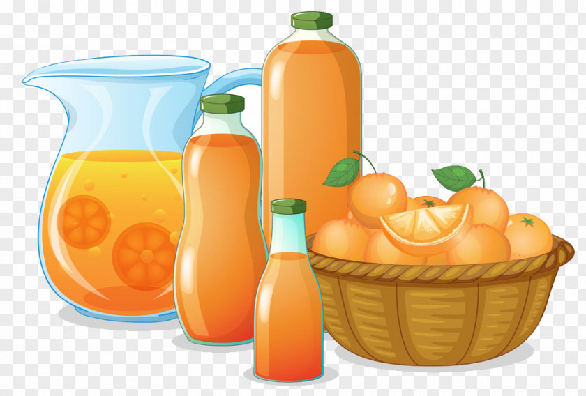 Fresh Juices With Bamboo In The Orange Juice Clip Art PNG