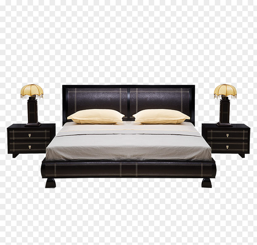 Modern And Simple Leather Bed Wood Frame Bedroom Furniture Headboard PNG