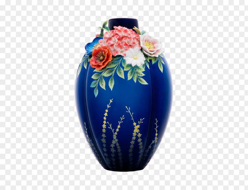 Vase Franz Porcelain Cobalt Blue Urn PNG
