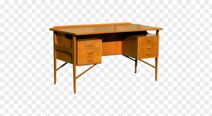 Danish Modern Table Desk Mid-century Drawer Furniture PNG