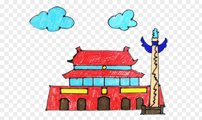 Graffiti Tiananmen Pillar Square Forbidden City Cartoon Illustration PNG