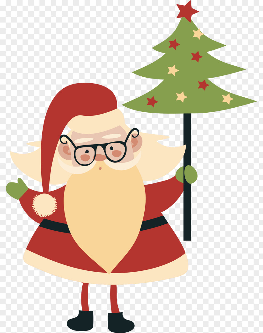 Santa Hand Christmas Tree Claus Day Image Illustration PNG