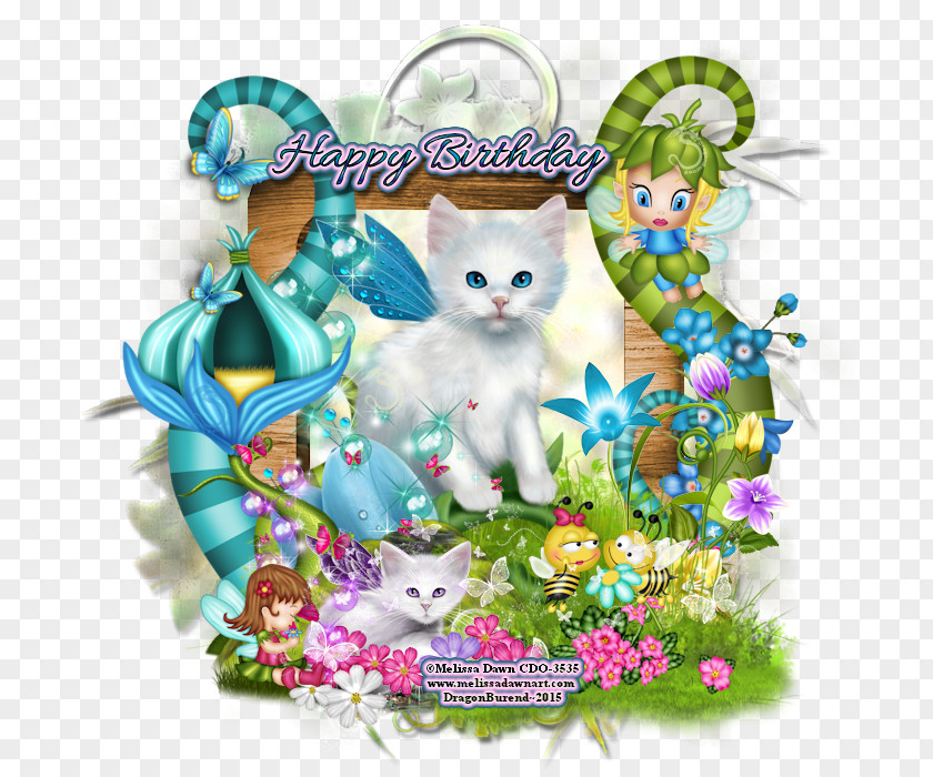 Fairy Forest Cat Floral Design Character PNG