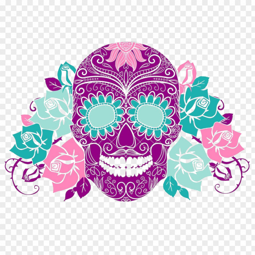 Fashion Painted Skull Pattern Elements Graphic Design Text Day Of The Dead Illustration PNG