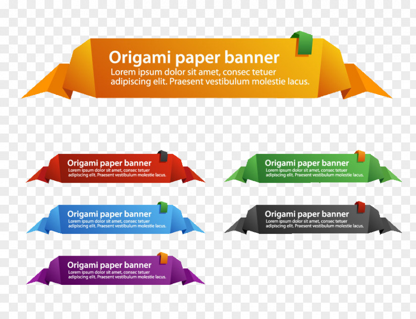 PPT Material Paper Ribbon Label Origami PNG