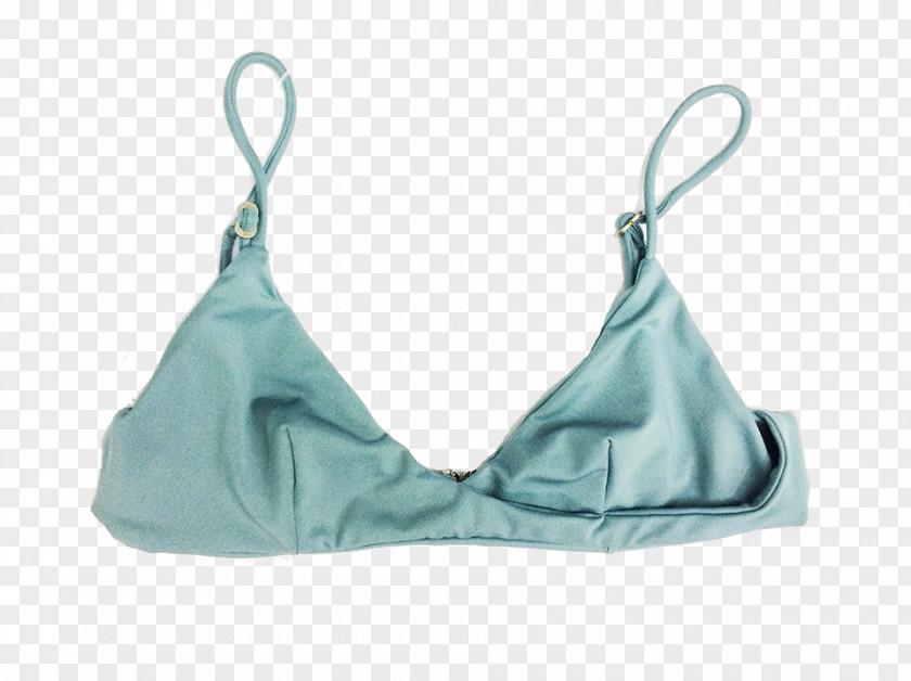 Transparent Strap Padded Bra Turquoise Neck PNG