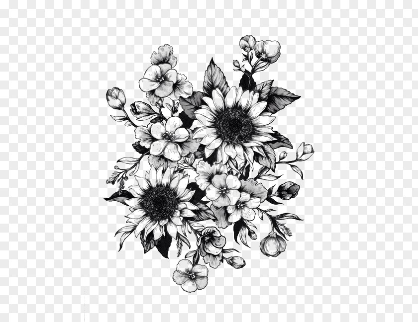 Sunflower Drawing Flower Tattoo Sketch PNG