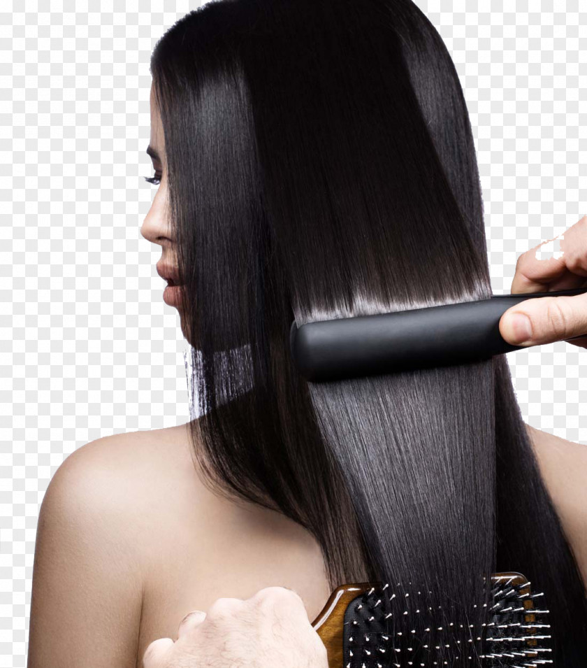 People With Long Hair Beauty Iron Straightening Care Coloring PNG