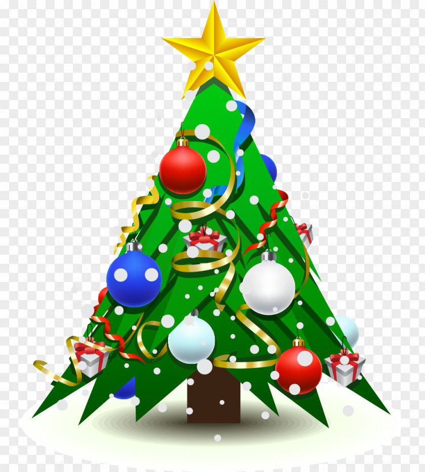 Green Christmas Tree Covered With Ornaments Vector Drawing Ornament PNG