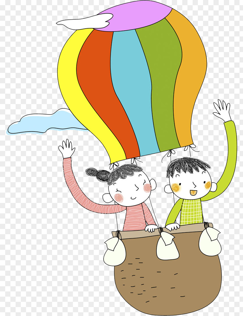 Hot Air Balloon Girl Illustration PNG air balloon Illustration, the boy and girl in hot clipart PNG