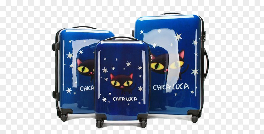 Cat Pattern Trolley Suitcase Zero Halliburton Bag PNG