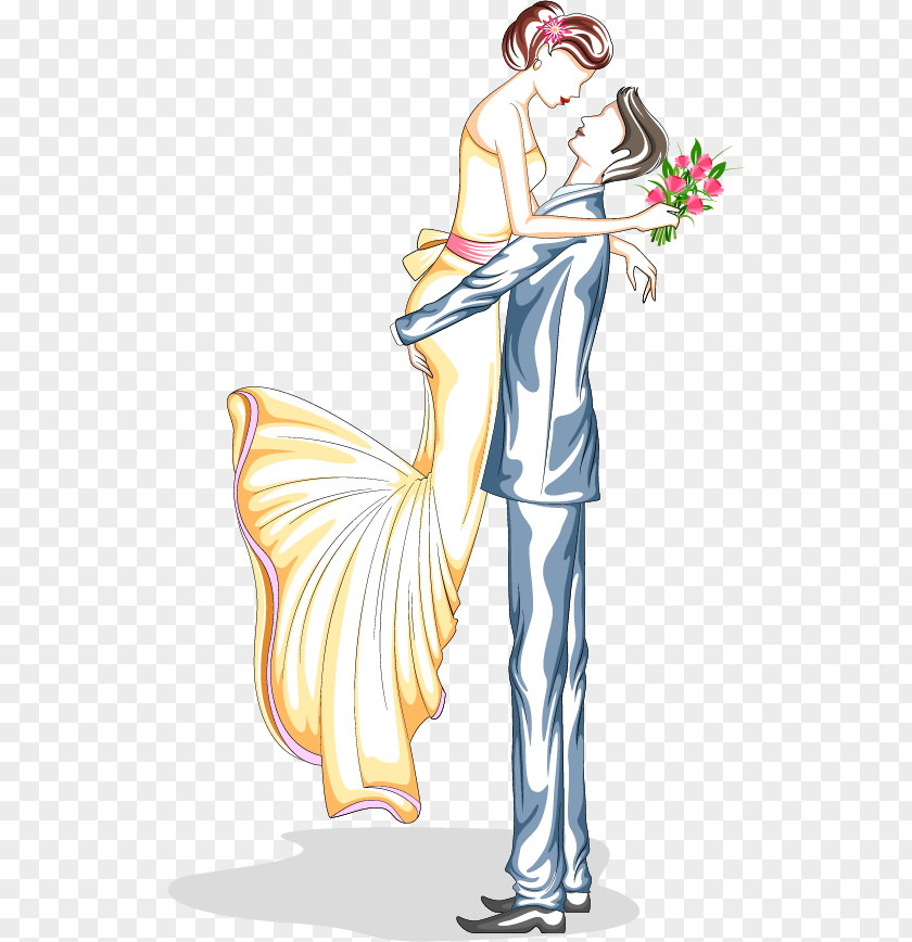 Valentines Day Painted The Bride And Groom Marriage Cartoon Significant Other Illustration PNG