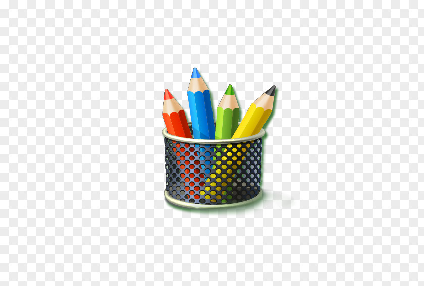 Cartoon Pencil Brush Pot PNG
