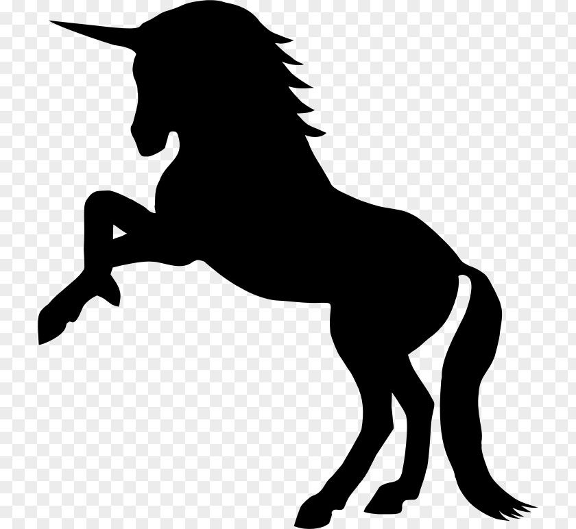 Horse Rearing Unicorn Silhouette Clip Art PNG