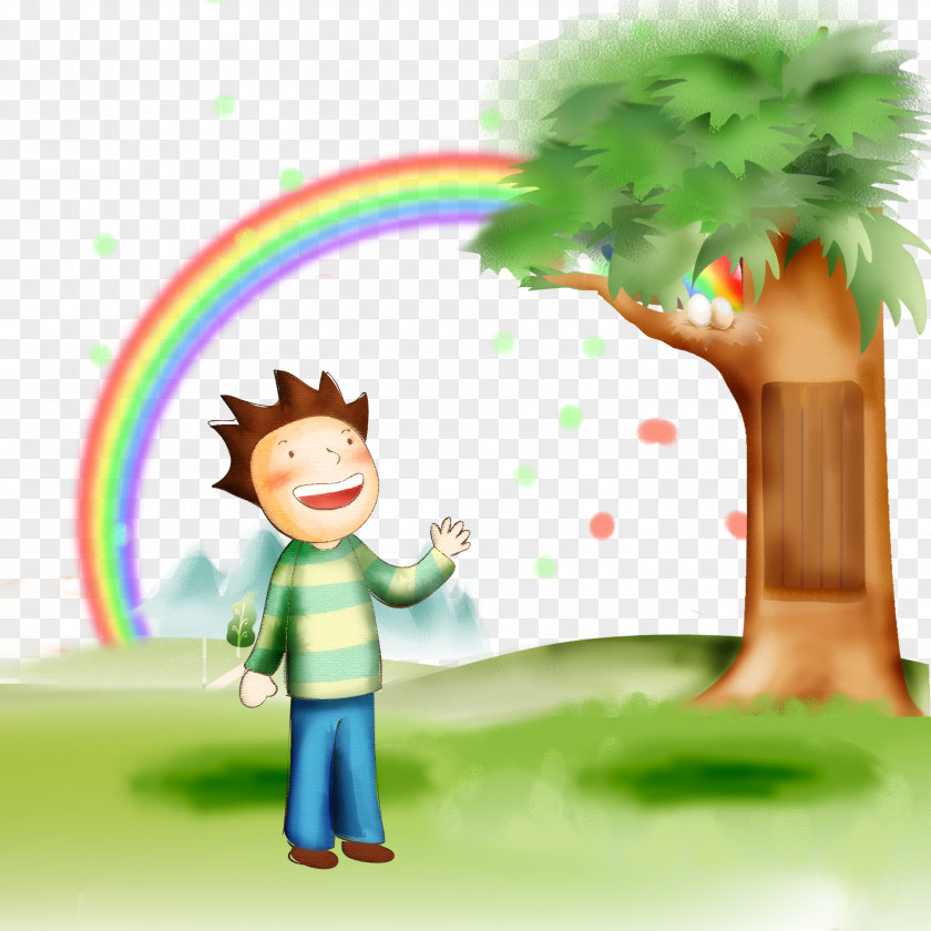 Casual Boy Rainbow Green Clip Art PNG