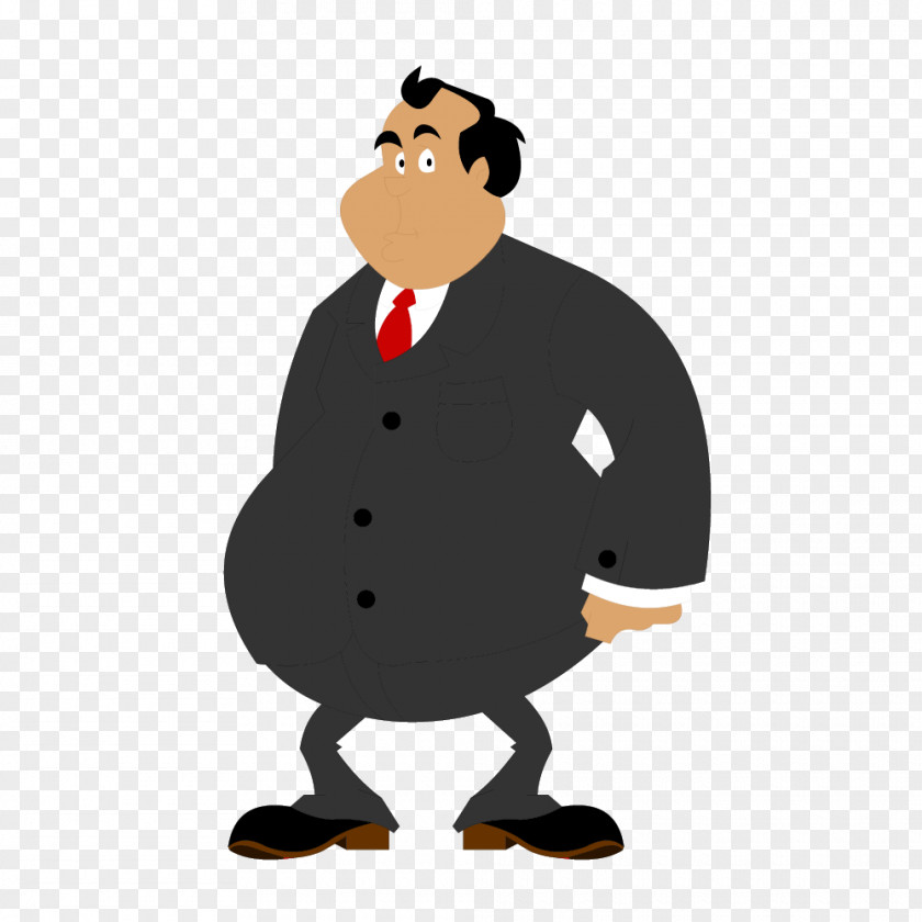 Vector Fat Man Suit Cartoon Character Royalty-free Illustration PNG