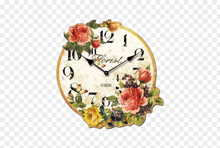 Watch Flower Longcase Clock Floral Design PNG