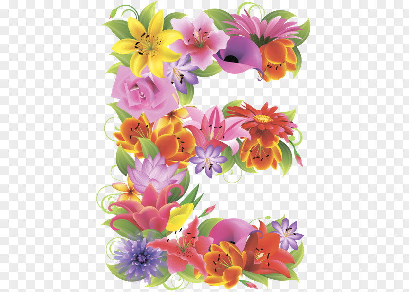Flower Floral Design English Alphabet Letter PNG
