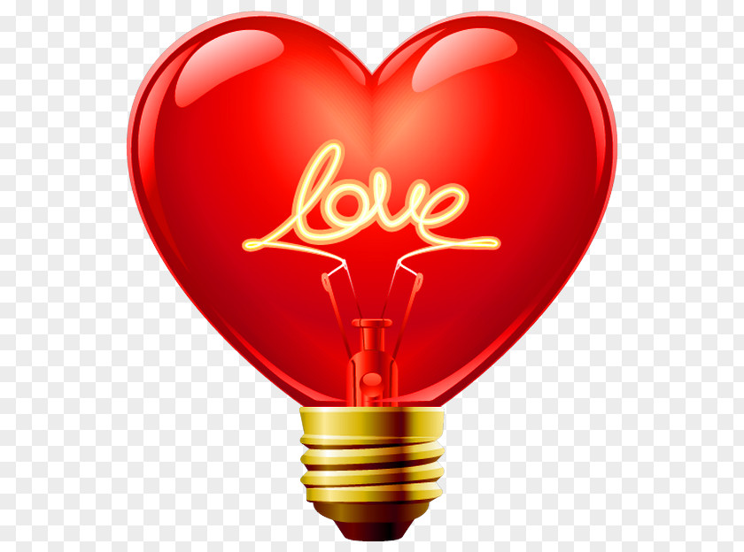 Love Heart Incandescent Light Bulb Clip Art PNG
