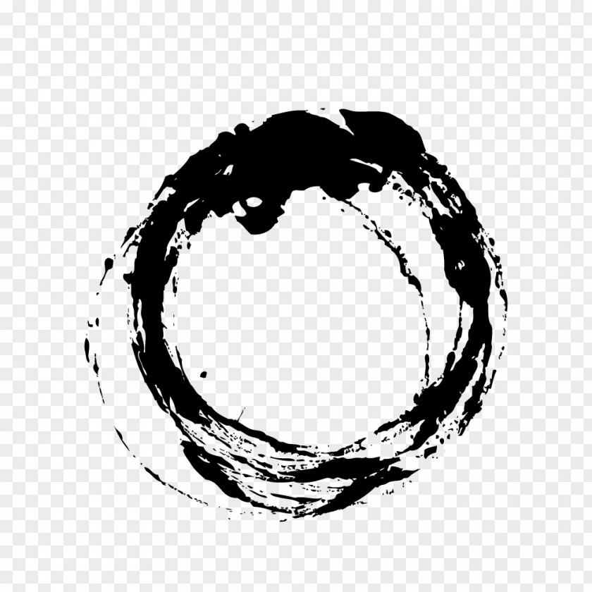 Chinese Wind Black Irregular Circle Ink Brush PNG