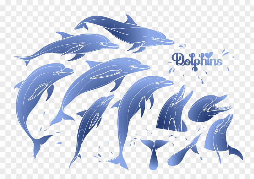 Blue Hand-painted Dolphins Dolphin Royalty-free Clip Art PNG