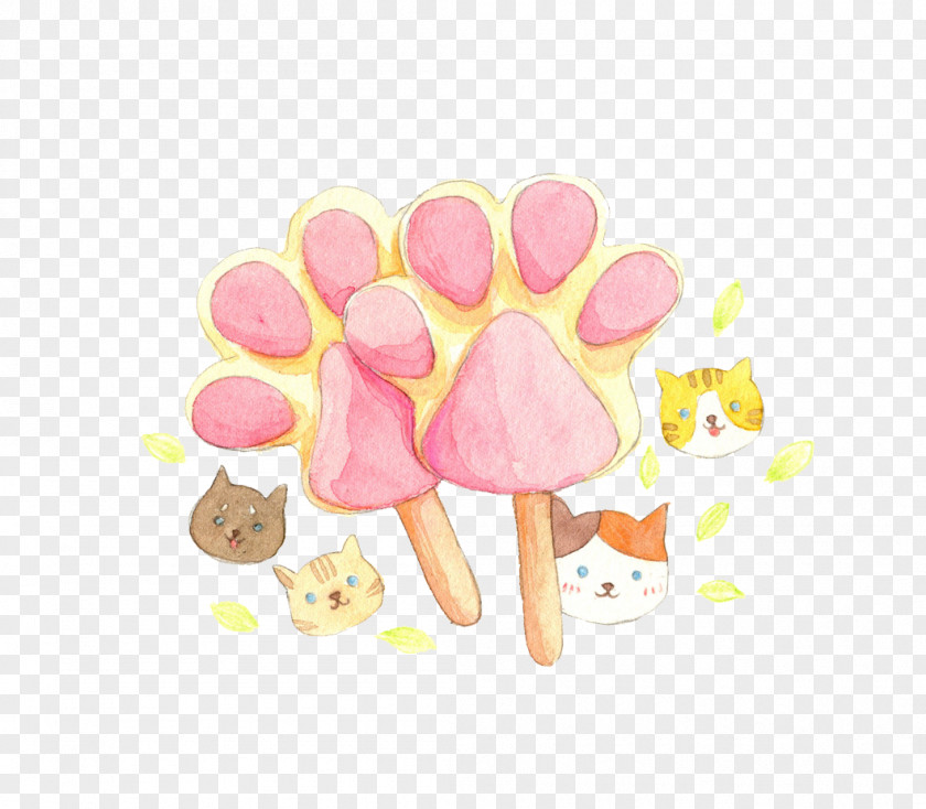 Creative Kitten Footprints Ice Cream Cat Claw Clip Art PNG