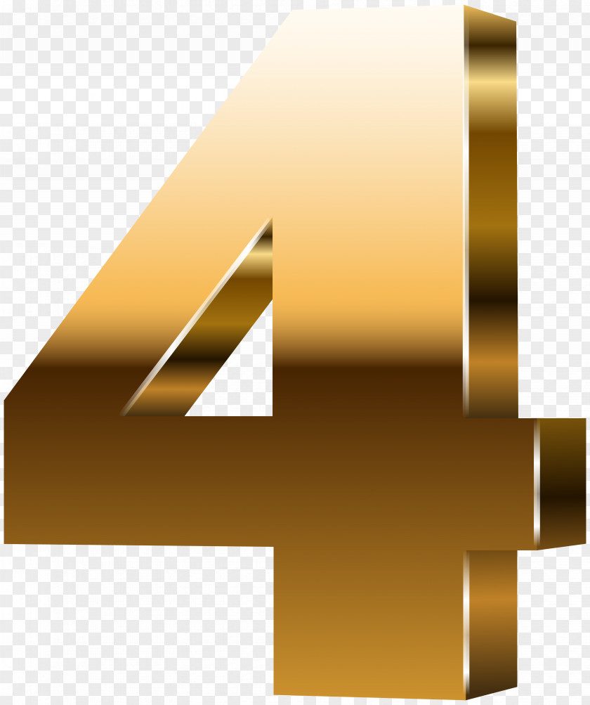 Number Four 3D Gold Clip Art Image Computer Graphics PNG