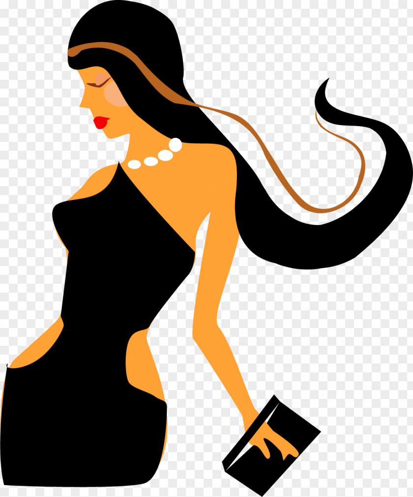 Vector Painted Woman With Long Hair Clip Art PNG