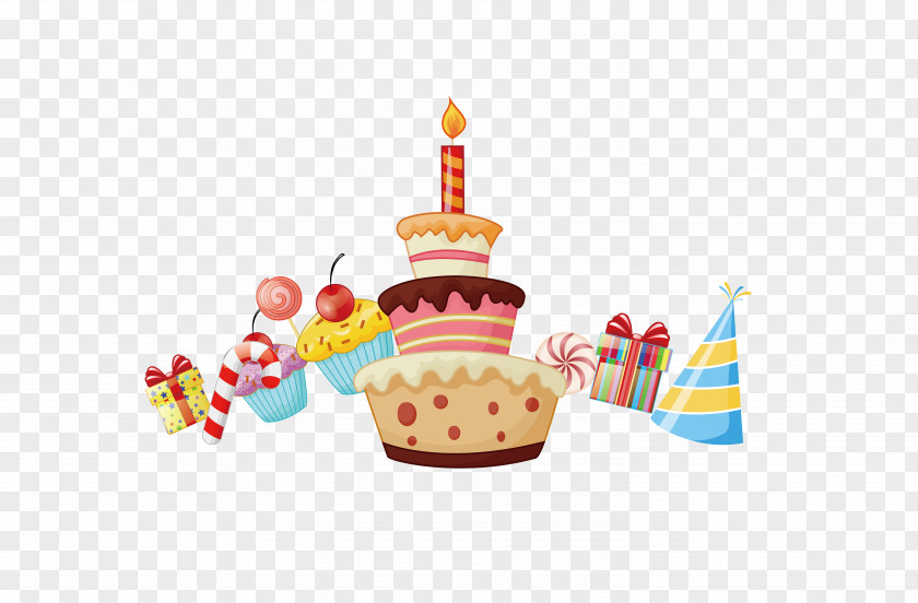 Birthday Cake And Gift Boxes Cartoon PNG