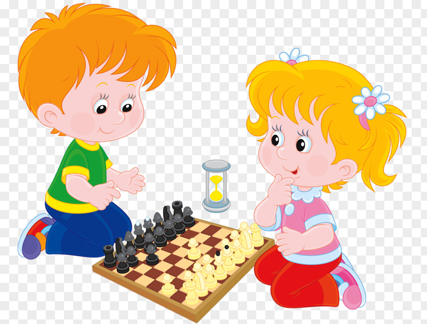 Children Play Chess Clip Art PNG