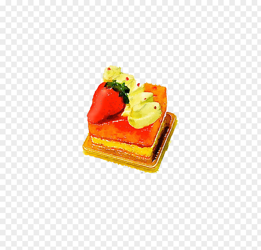 Square Strawberry Cake Cream Torte Pie PNG