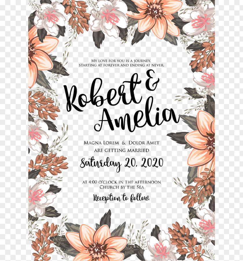 Vector Flowers Invitations Wedding Invitation Marriage Flower Floral Design PNG