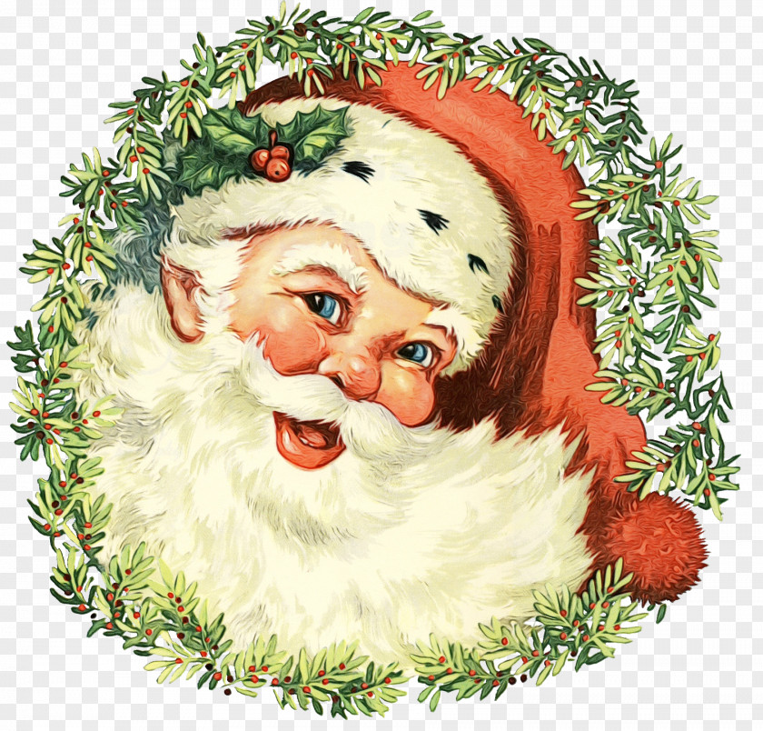 Santa Claus Christmas Day Vintage Clip Art Card PNG