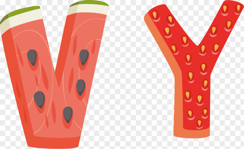 V Strawberry Letter Watermelon PNG