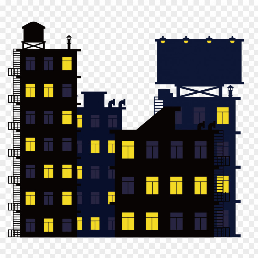 Vector Late Night Residential Area Landscape City Sky Euclidean PNG
