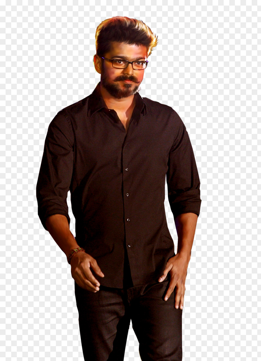 Vijay Mersal Painting PNG Painting, painting, man wearing black dress shirt and framed eyeglasses holding pants clipart PNG