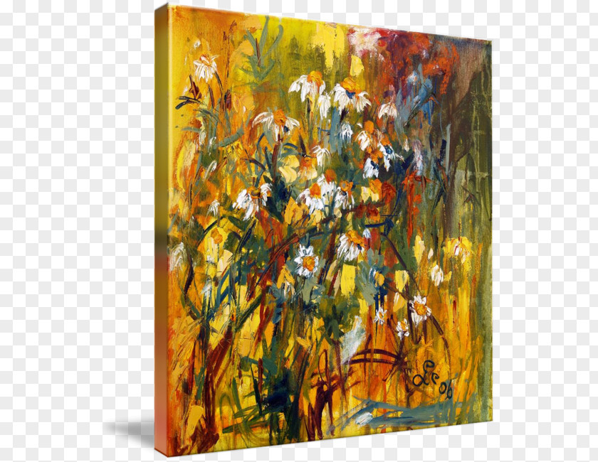 Flower Modern Art Acrylic Paint Gallery Wrap Still Life PNG