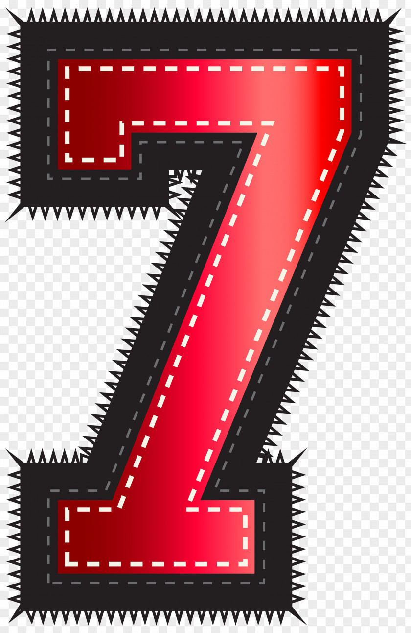 Red Sport Style Number Seven Clip Art Image PNG