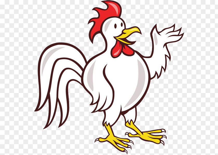 A Cartoon Chicken Greets Rooster Illustration PNG